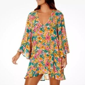 {Anne Cole} Women's Flounce Tunic Coverup - Floral Print